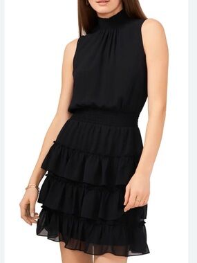 MSK Smocked Tiered Dress Black Size XL - LIKE NEW